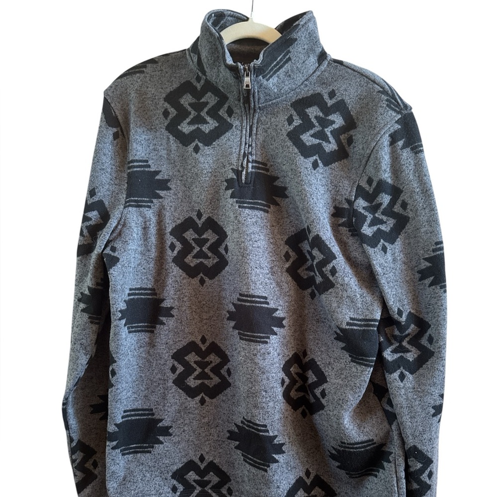 Urban Pipeline New Men’s Sz XL 2/4 Zip‎ Gray Black Aztec Design Pullover Sweater